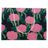 Rosa Cabbage-Rose Große Geschenktüte (Rückseite)