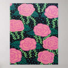 Rosa Cabbage-Rose Malerei Poster