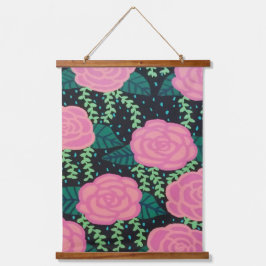 Rosa Cabbage-Rose Malerei Wandteppich Mit Holzrahmen