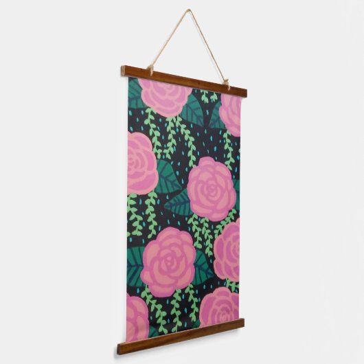 Rosa Cabbage-Rose Malerei Wandteppich Mit Holzrahmen (Gewinkelt)
