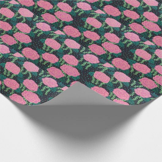 Rosa Cabbage Rose Packpapier (Ecke)