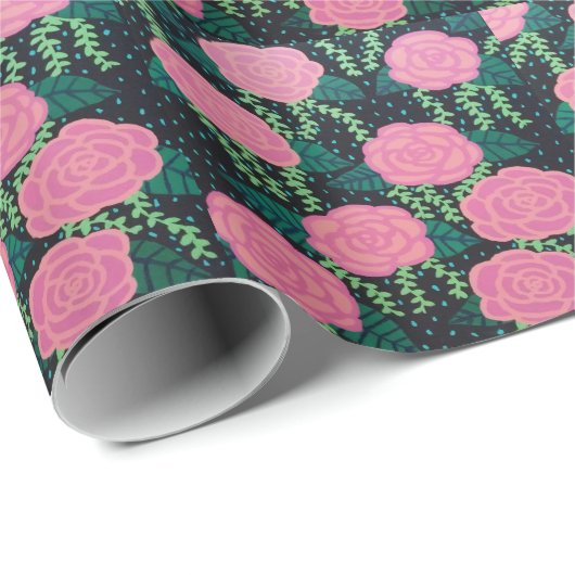 Rosa Cabbage Rose Packpapier (Rolleneckpunkt)