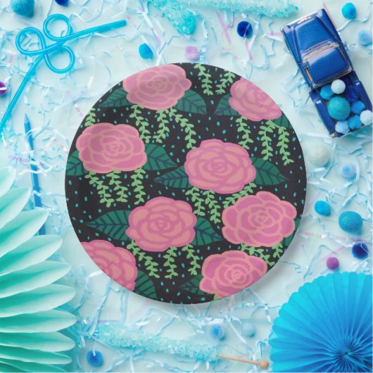 Rosa Cabbage-Rose  Pappteller (Party)