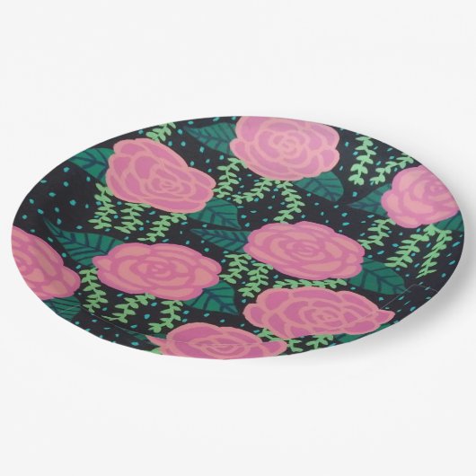 Rosa Cabbage-Rose  Pappteller (Schrägansicht)