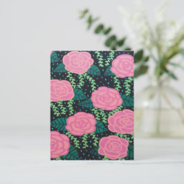 Rosa Cabbage-Rose Postkarte