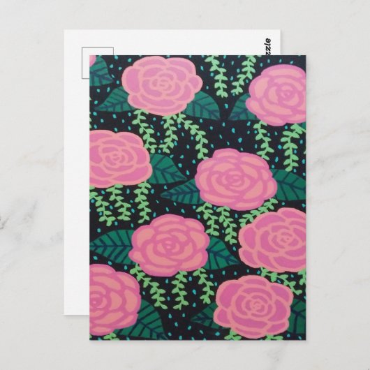 Rosa Cabbage-Rose Postkarte (Vorne/Hinten)