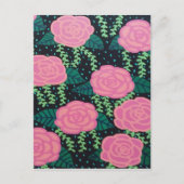 Rosa Cabbage-Rose Postkarte (Vorderseite)