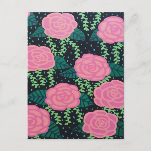 Rosa Cabbage-Rose Postkarte (Vorderseite)