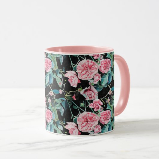 Rosa Cabbage Rose Rose Oma Tasse (VorderseiteRechts)