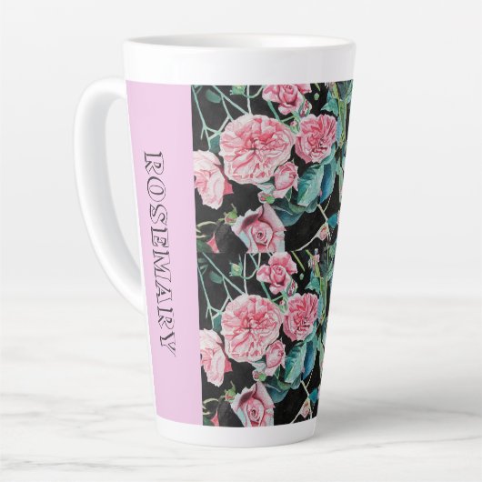 Rosa Cabbage Rose Rose Wasserfarbene Tasse (Linke Ecke)