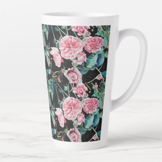 Rosa Cabbage Rose Rose Wasserfarbene Tasse (Rechts)