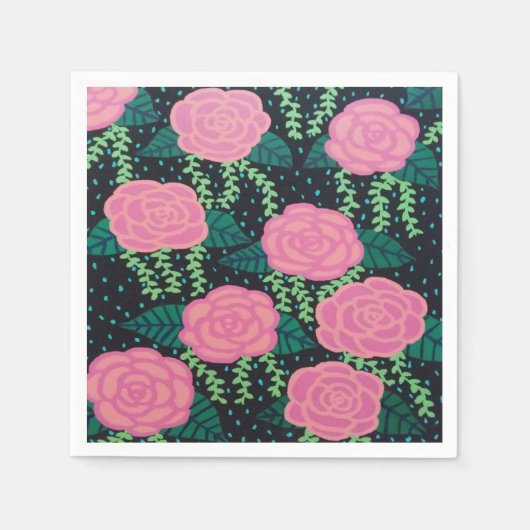 Rosa Cabbage-Rose Serviette (Vorderseite)