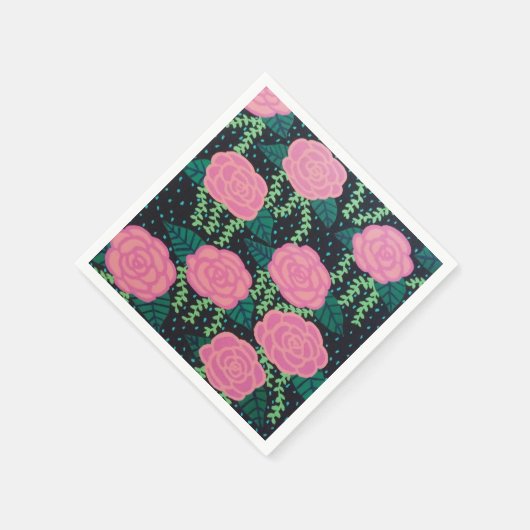 Rosa Cabbage-Rose Serviette (Ecke)