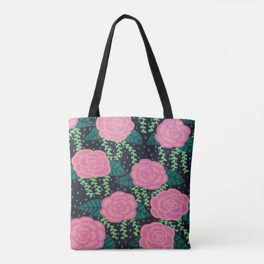 Rosa Cabbage-Rose Tasche (Rückseite)