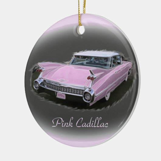 Rosa Cadillac-Blitz Keramik Ornament (Links)