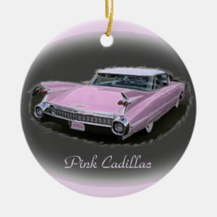 Rosa Cadillac Flash Keramik Ornament
