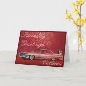 Rosa Cadillac-Geburtstags-Karte Karte (Gelbe Blume)