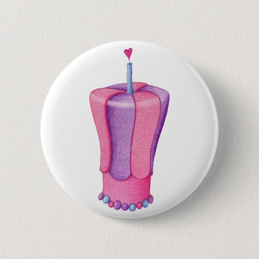 rosa Cake Herztaste Button (Vorderseite)
