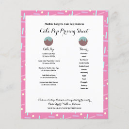 Rosa Cake Pop Business-Logos Sprinklen Preisliste Flyer