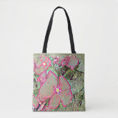 Rosa Caladium-Blatt und abstraktes Botanisches  Tasche (Vorderseite)
