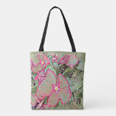 Rosa Caladium-Blatt und abstraktes Botanisches  Tasche (Rückseite)