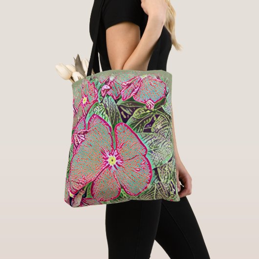 Rosa Caladium-Blatt und abstraktes Botanisches  Tasche (Von Nahem)