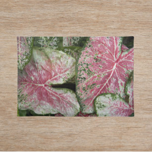 Rosa Caladium-Blätter Stofftischset