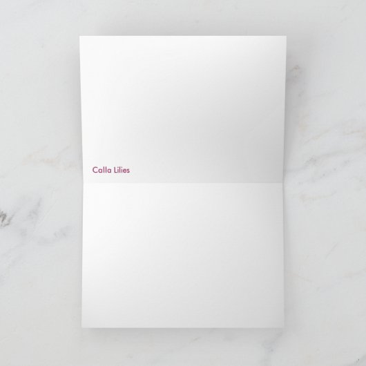 Rosa Calla-Lilie Karte (Innenseite)