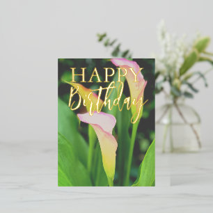Rosa Calla-Lilien Alles Gute zum Geburtstag Folien Feiertagspostkarte