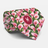 Rosa Calla Lilien Floral Krawatte (Gerollt)