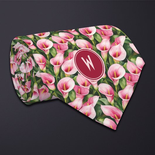 Rosa Calla Lilien Floral Krawatte