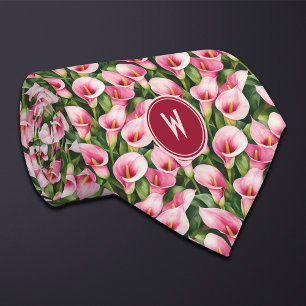 Rosa Calla Lillies Blumen  Krawatte