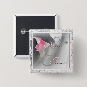 Rosa Calla Lily Blüh Frame Button
