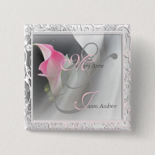 Rosa Calla Lily Blüh Frame Button