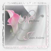 Rosa Calla Lily Blühe Rahmen Wedding Sticker (Vorderseite)
