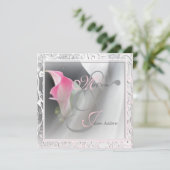 Rosa Calla Lily Blühte Rahmen Hochzeit Einladung (Stehend Vorderseite)