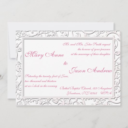 Rosa Calla Lily Blühte Rahmen Hochzeit Einladung (Rückseite)