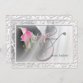 Rosa Calla Lily Blühte Rahmen Hochzeit Einladung (Vorne/Hinten)