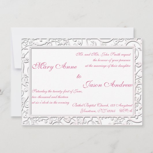 Rosa Calla Lily Blühte Rahmen Hochzeit Einladung (Rückseite)