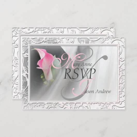 Rosa Calla Lily Geblüht Rahmen Hochzeit RSVP (Vorne/Hinten)