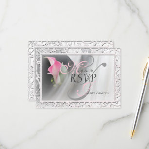 Rosa Calla Lily Geblüht Rahmen Hochzeit RSVP Karte