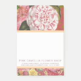 Rosa Camellia Blume Shop oder Florist Vintag Post-it Klebezettel