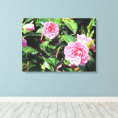 Rosa Camellias Digitale Leinwand Malerei Kunst, Di (Insitu (Holzboden))