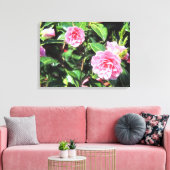 Rosa Camellias Digitale Leinwand Malerei Kunst, Di (Insitu (Wohnzimmer))