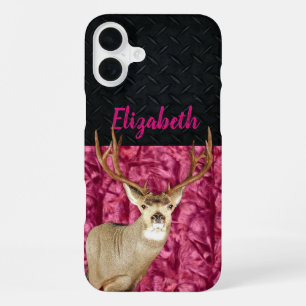Rosa Camo Maultierhirsch Jagd Name Sport iPhone 16 Plus Hülle