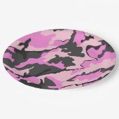 Rosa Camouflage, 9 Zoll Papier Party Teller (Schrägansicht)