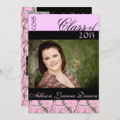 Rosa Camouflage-Abschlussmitteilung Einladung (Vorne/Hinten)