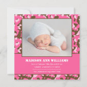 Rosa Camouflage Baby Foto Geburtserklärung Ankündigung (Vorderseite)