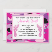 Rosa Camouflage Babydusche Einladungen (Vorderseite)