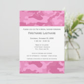 Rosa Camouflage Brautparty oder Vertragspartei Einladung (Stehend Vorderseite)
